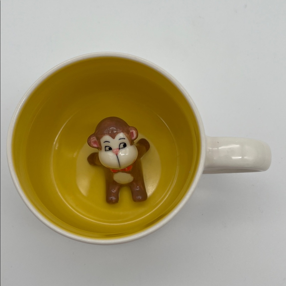 “Goin' Bananas” Coffee Mug Cup with 3D Monkey Figurine Inside Whimsical Cupboard - Picture 5 of 10